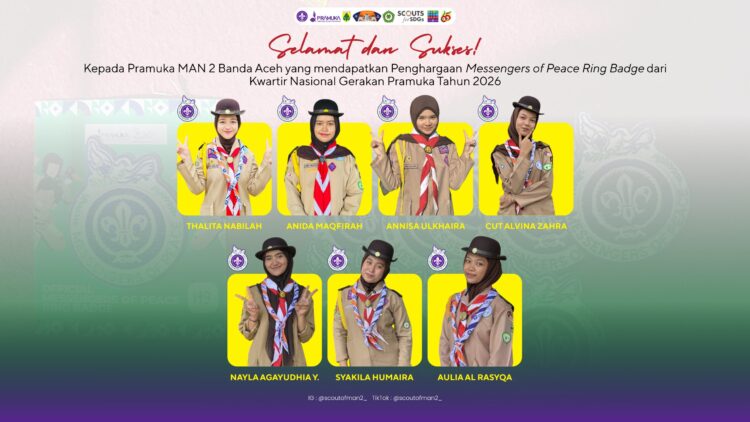 7 Pramuka MAN 2 Banda Aceh Raih Penghargaan Messengers of Peace Ring Badge di Jambore Nasional 2026