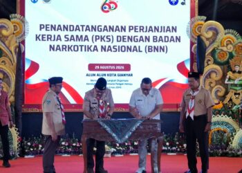 Bentengi Generasi Muda dari Narkoba, BNNP Bali Dorong Saka Bersinar Masuk Sekolah lewat MoU Kwarda Pramuka