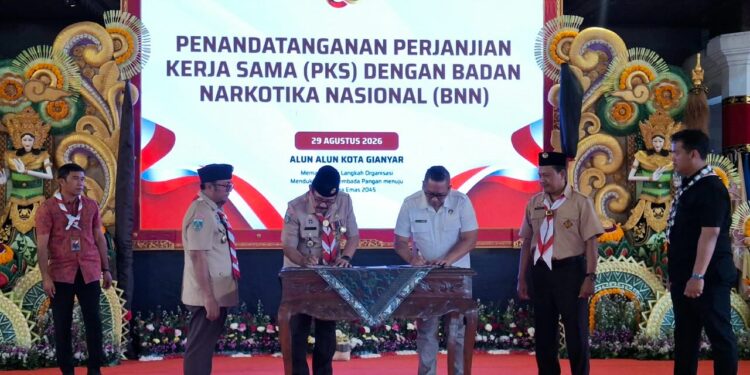 Bentengi Generasi Muda dari Narkoba, BNNP Bali Dorong Saka Bersinar Masuk Sekolah lewat MoU Kwarda Pramuka