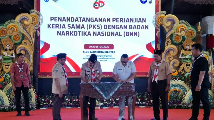 Bentengi Generasi Muda dari Narkoba, BNNP Bali Dorong Saka Bersinar Masuk Sekolah lewat MoU Kwarda Pramuka