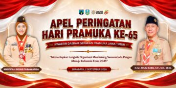 Apel Hari Pramuka ke-65 Kwarda Jatim Digelar di Unesa, Dorong Kebangkitan Pramuka Perguruan Tinggi