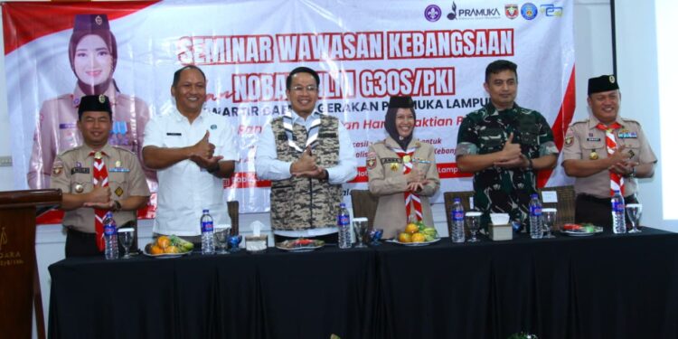 Gandeng Kodam Dan BNN Lampung. Kwarda Lampung Selenggarakan Seminar Wawasan Kebangsaan Bagi Pramuka Perguruan Tinggi