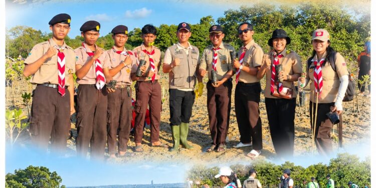 Hijaukan Pesisir Badung demi Mitigasi Bencana Berkelanjutan Pramuka Peduli Kwarda Bali Tanam Mangrove di Pulau Pudut Tanjung Benoa