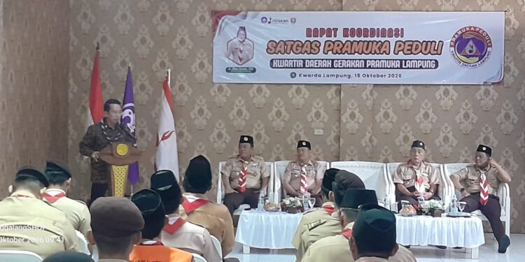 Perkuat Koordinasi Dan Konsolidasi, Kwarda Lampung Selenggarakan Rakor Satgas Pramuka Peduli